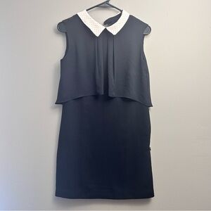 McGINN Vintage Elegant Look Sleeveless Collared Mini Dress Dark Navy Blue Sz M
